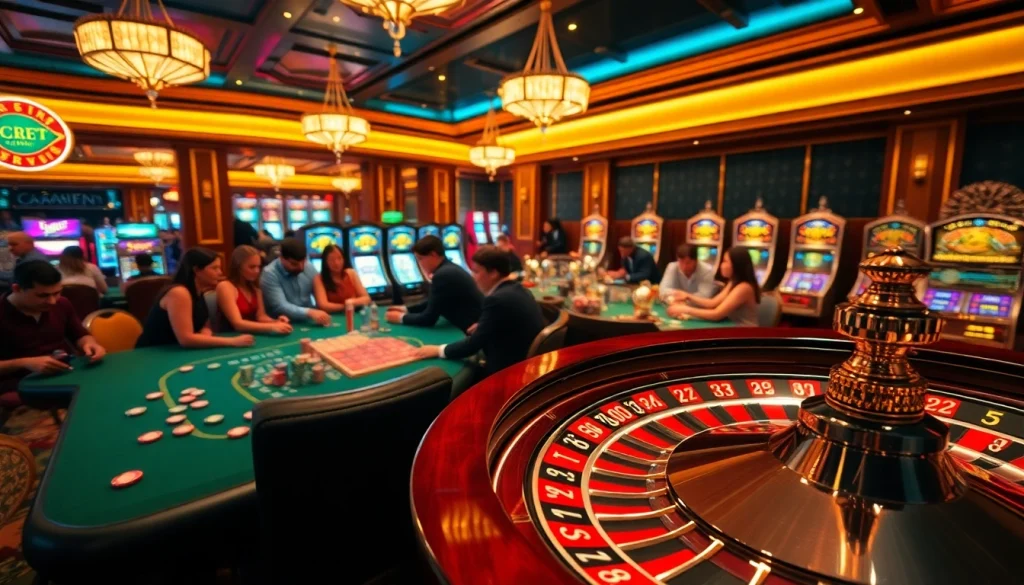 Experience the thrill of gambling at luongsontv, showcasing a lively poker game amidst luxurious casino ambiance.