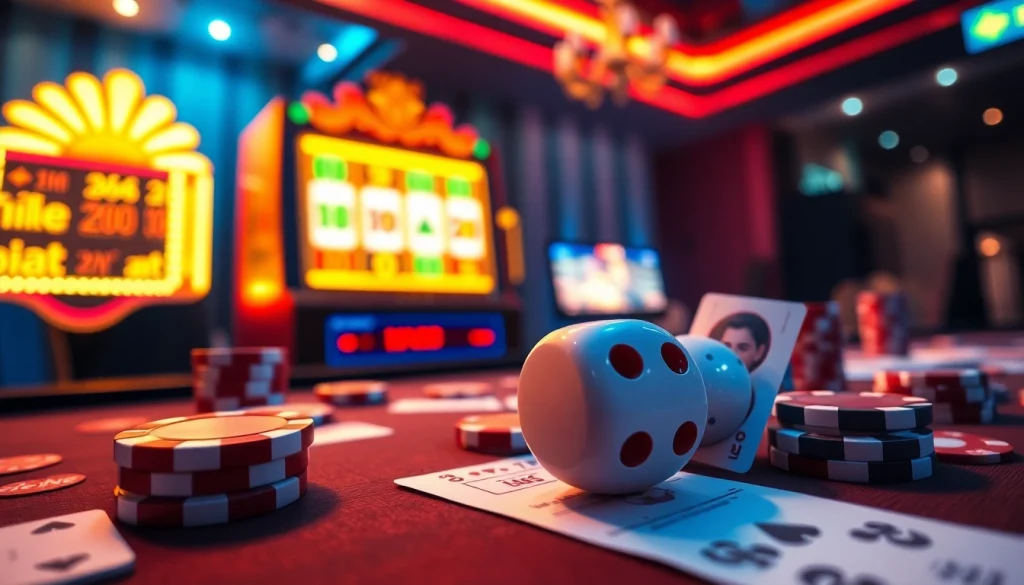 Experience the thrill of nhà cái qq88 with immersive online gambling featuring vibrant casino tables, cards, and slot machines.