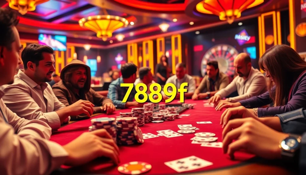 Experience high-stakes excitement at a 789f poker table, showcasing vibrant chips and intense gameplay.