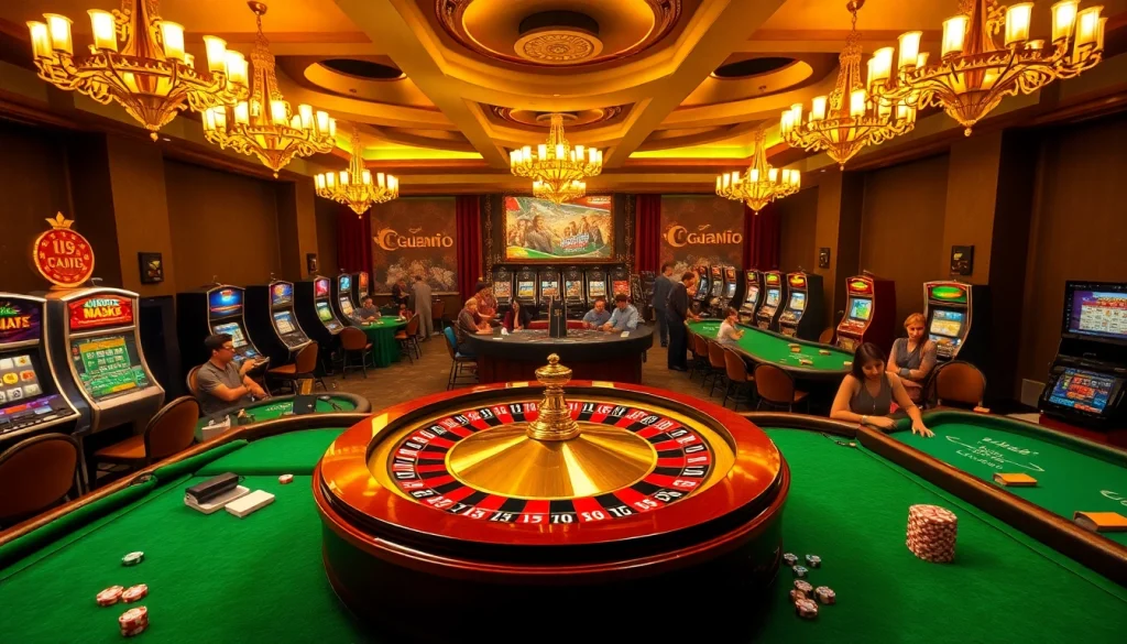 Experience the thrill of MM88 casino gaming with engaging roulette, slot machines, and excited players.