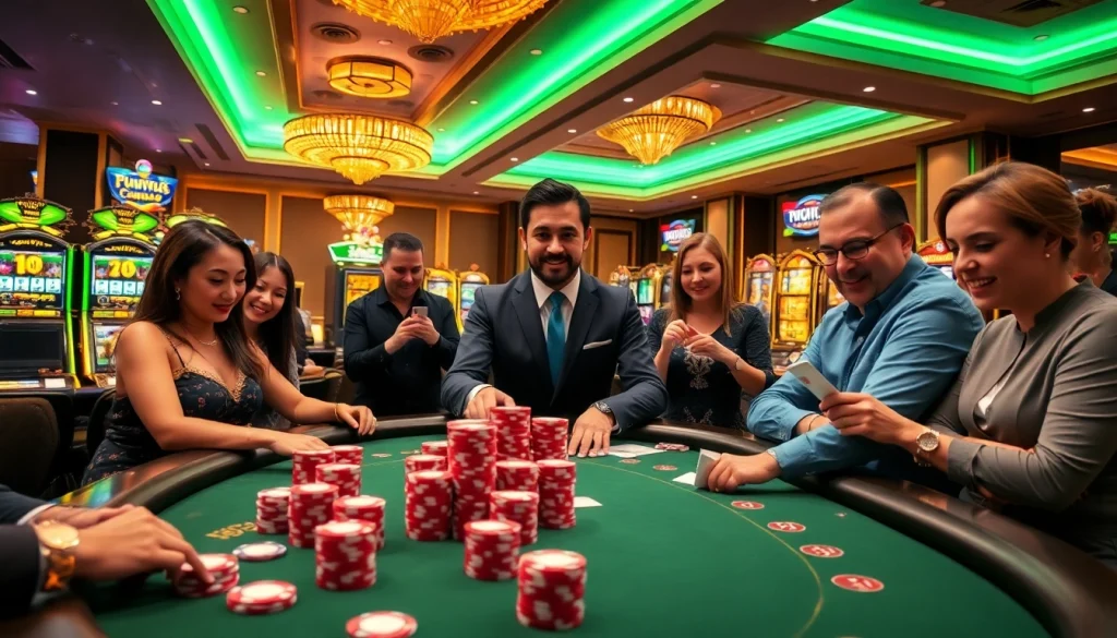 Experience the excitement of gambling at kuwin.com with vibrant poker action and luxury casino elements.
