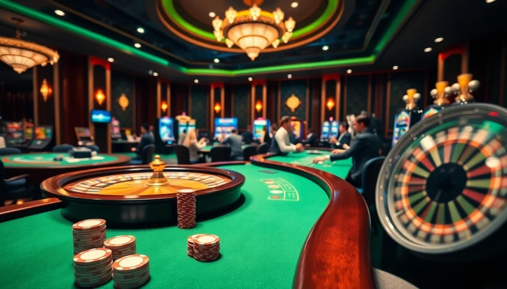 uk88 có uy tín không highlighted with vibrant casino scenes featuring players at roulette and slot machines.